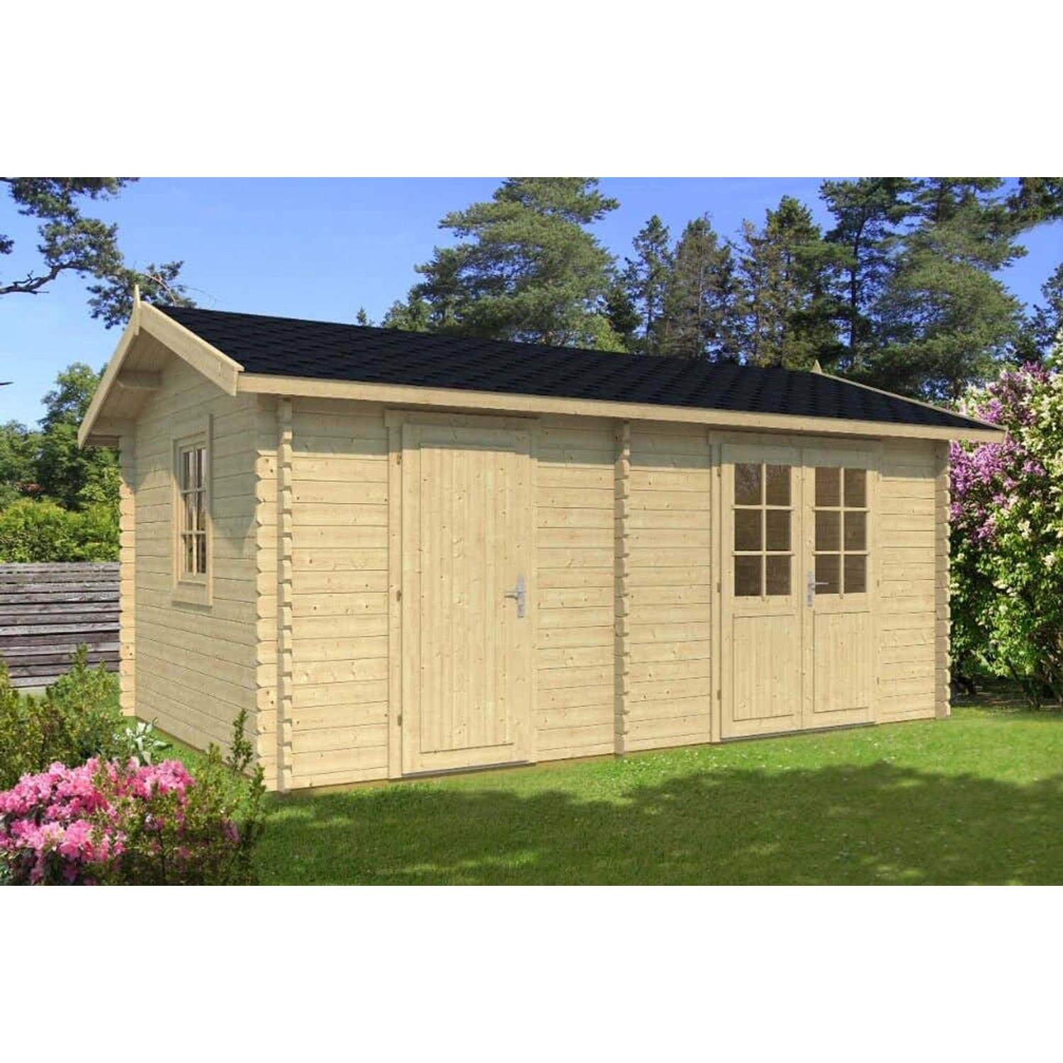 Tene Kaubandus Gartenhaus/Gerätehaus Karmen-4 Satteldach 325 cm x 505 cm Hellbraun