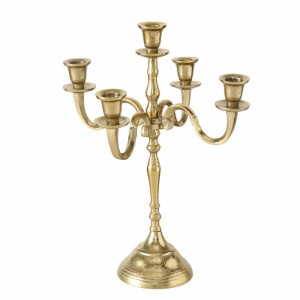 Goldener Boltze Kerzenleuchter Victoria für 5 Stabkerzen, aus Aluminium.