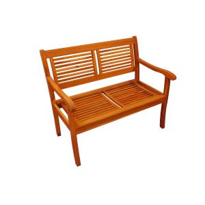 Gartenbank aus Akazie, 2-Sitzer Bank CORUNA, geöltes Holz mit Arm- und Rückenlehne.