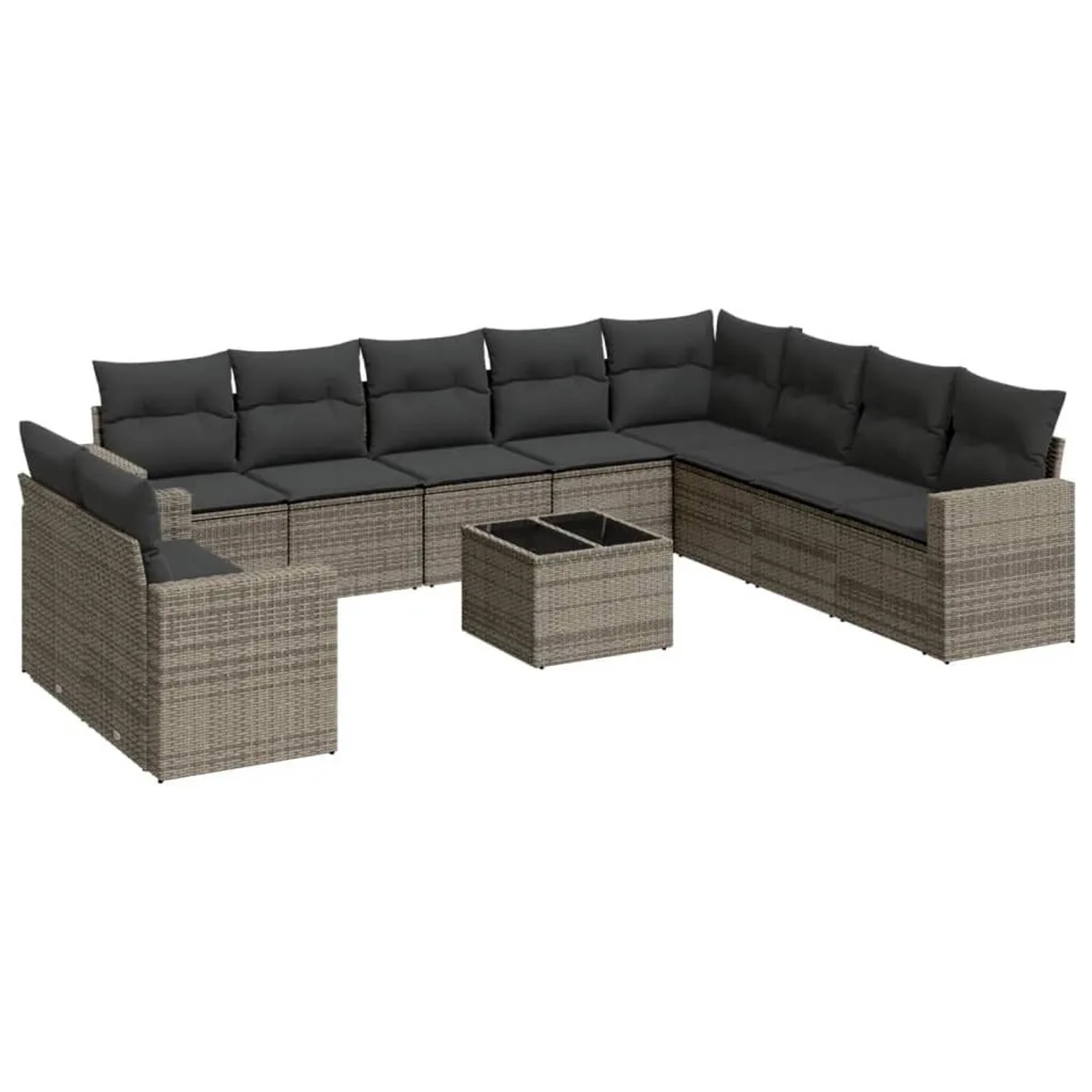 vidaXL 11-Tlg Garten-Sofagarnitur mit Kissen Grau Poly Rattan 3251517 günstig online kaufen