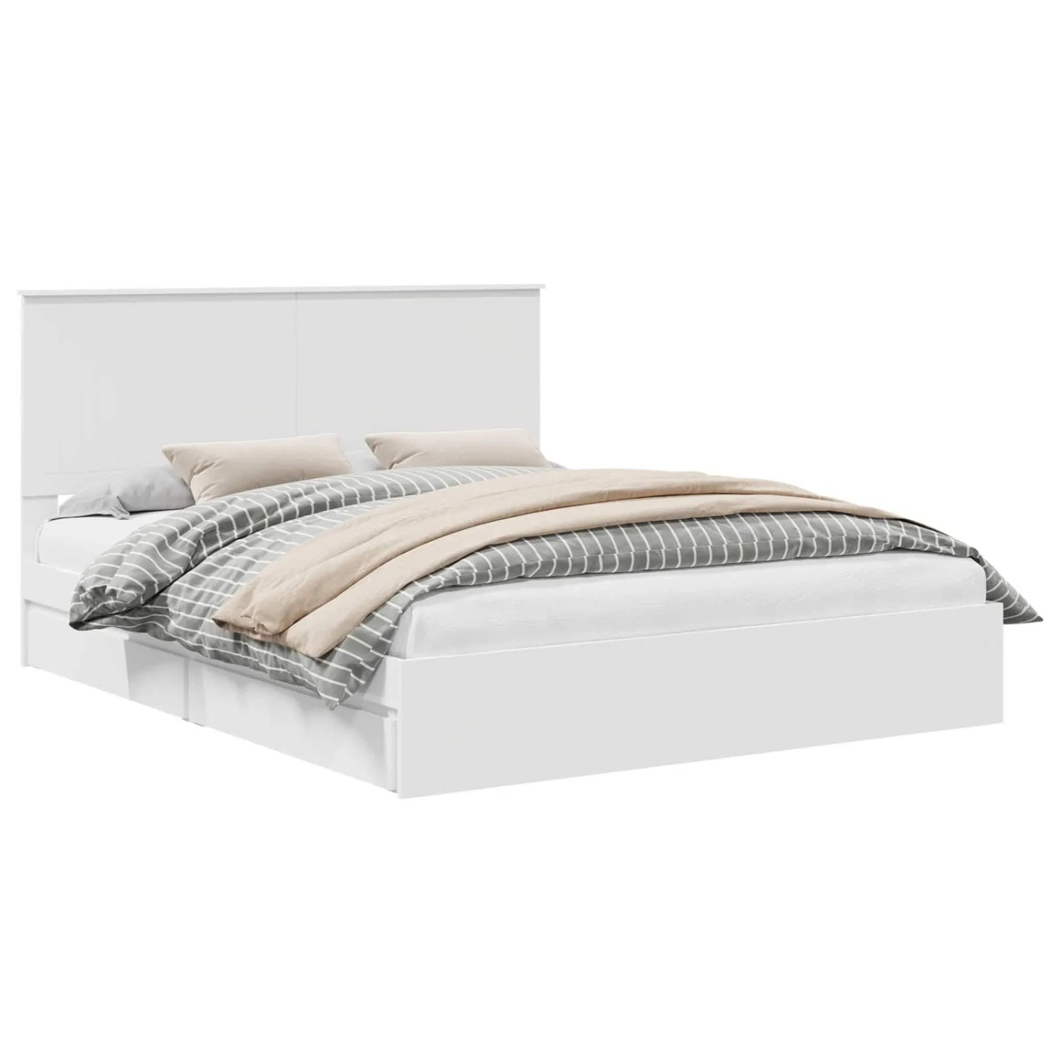 vidaXL Stauraumbett mit Kopfteil Weiß 160 x 200 cm Holzwerkstoff 3411187 günstig online kaufen