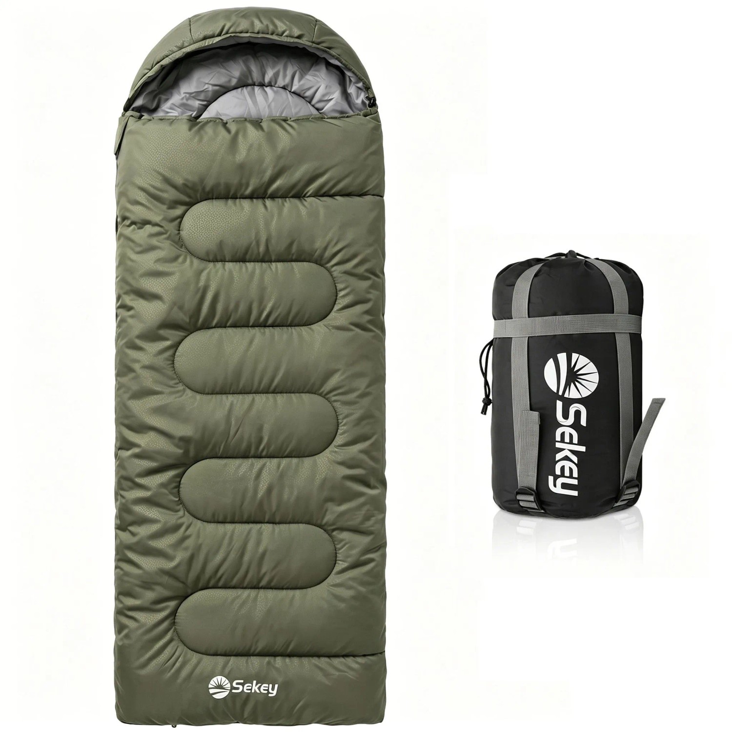 Sekey Schlafsack Camping Outdoor 3 Jahreszeiten Deckenschlafsack 220x80cm Grün