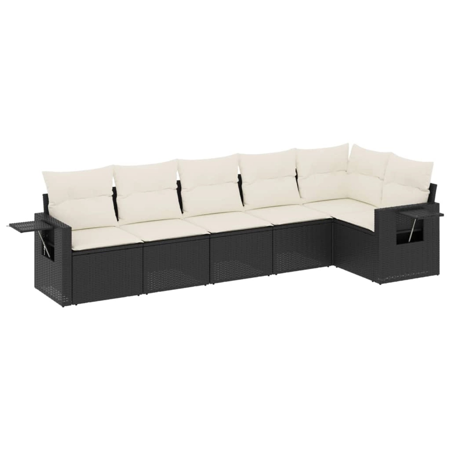 vidaXL 6-Tlg Garten-Sofagarnitur mit Kissen Schwarz Poly Rattan 3252523 günstig online kaufen