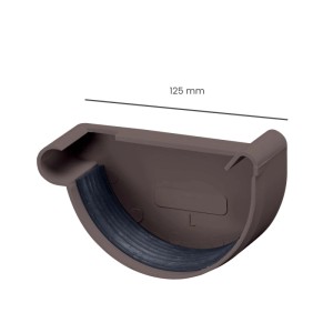 Dunkelbrauner Inefa Rinnenboden Links, PVC NW 125, halbrund, mit Gummidichtlippe für Dachrinne.