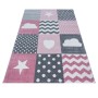 Ayyildiz Kinderteppich Kids 620 Pink, 160x230 cm mit Stern-, Wolken- und Herzmotiven.