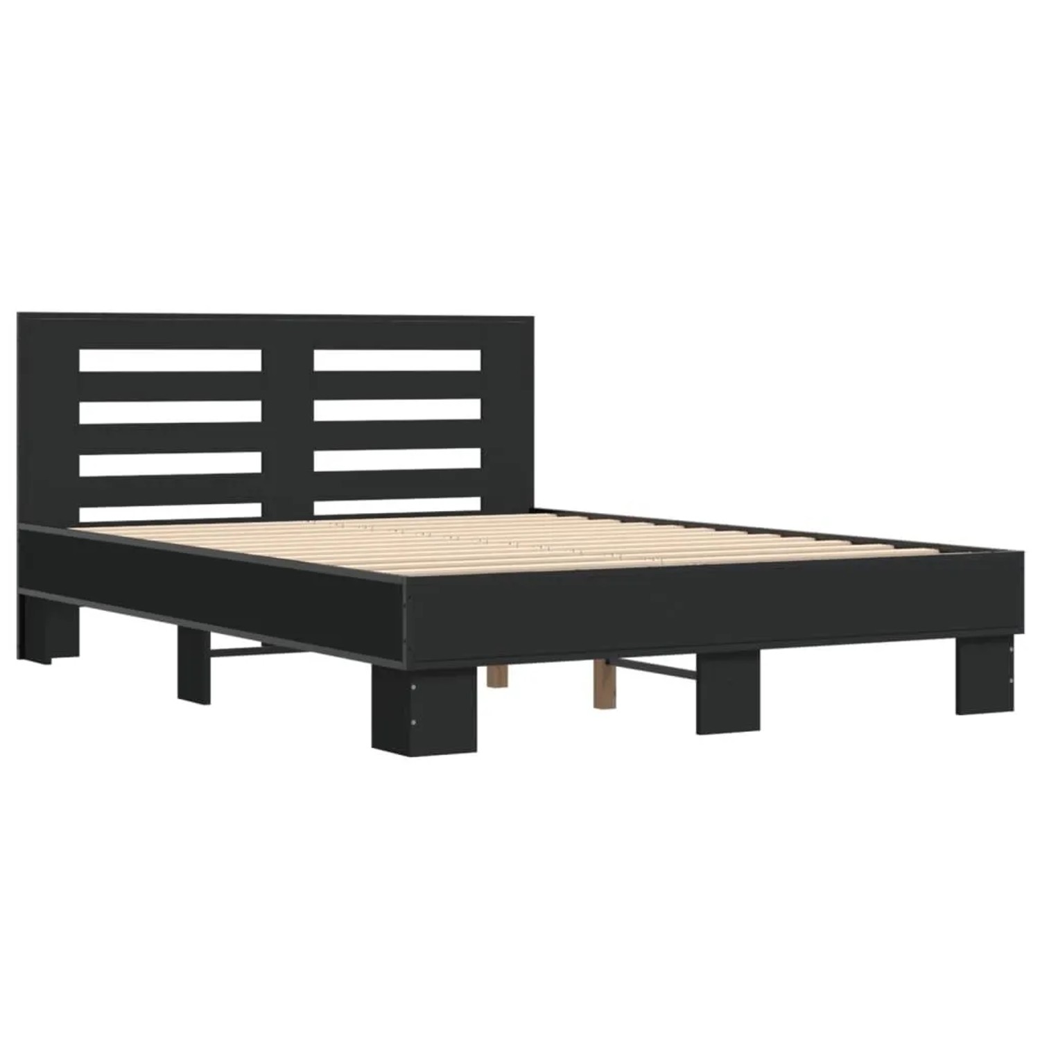 vidaXL Bettgestell Schwarz 135x190 cm Holzwerkstoff und Metall 3280122 günstig online kaufen