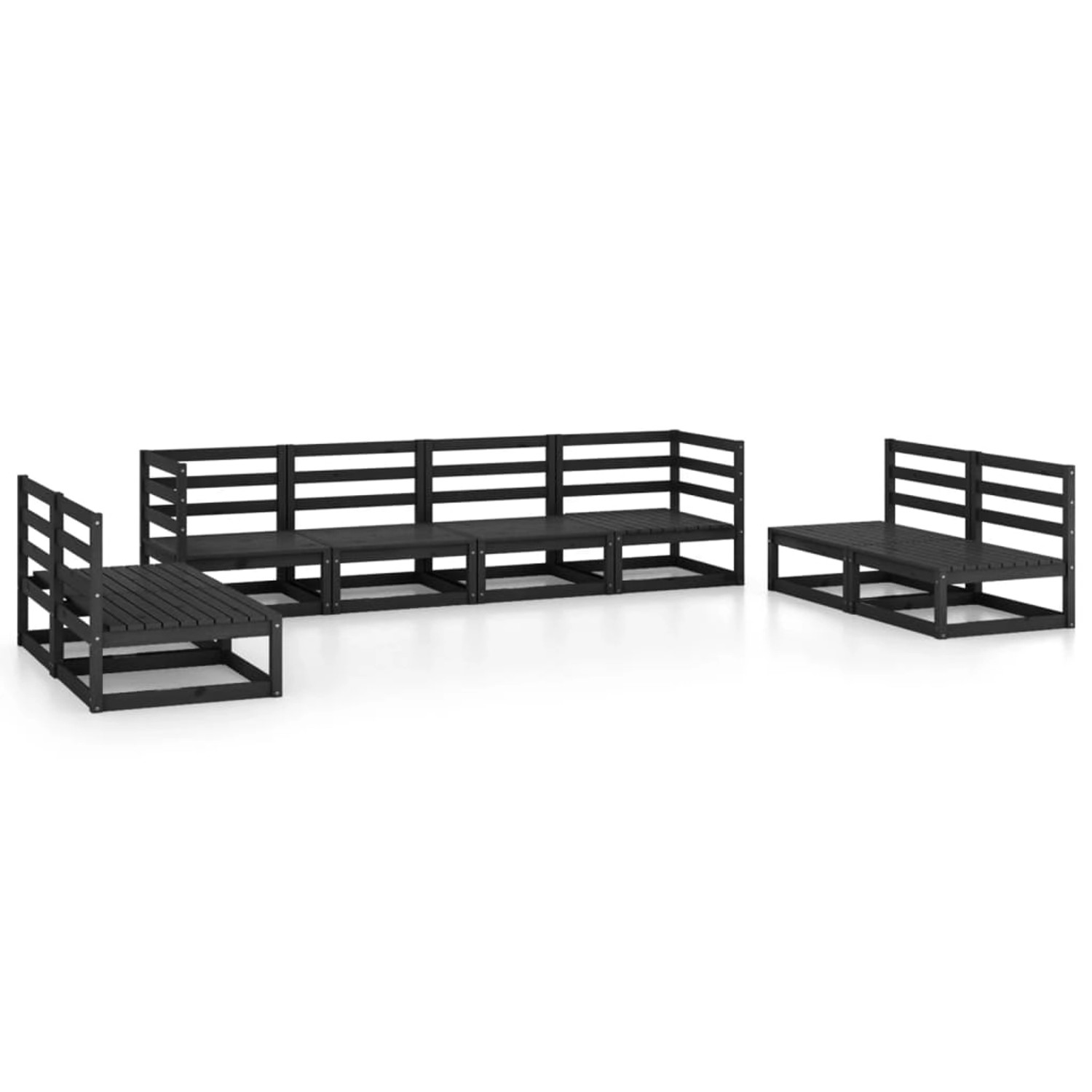 vidaXL 8-tlg Garten-Lounge-Set Schwarz Massivholz Kiefer Modell 4 günstig online kaufen