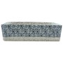 Rechteckiges Aufsatzwaschbecken, grau-blau mit Blumenmuster, 46x35,5x13cm, Keramik.