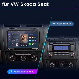 Junsun Autoradio für VW Golf 5, Passat. Vorher/Nachher-Vergleich des Einbaus.