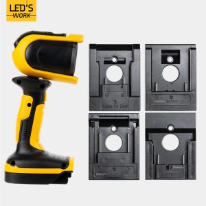 LED's Work Akku-Arbeitsleuchte 18V mit Adaptern für Makita, Bosch, Einhell und CAS. Baustrahler mit schwenkbarem Kopf.