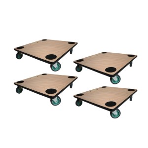 4er Set PROREGAL Transportroller mit Sperrholzplatte, 50x50cm, Traglast 150kg, für Werkstatt und Umzug.