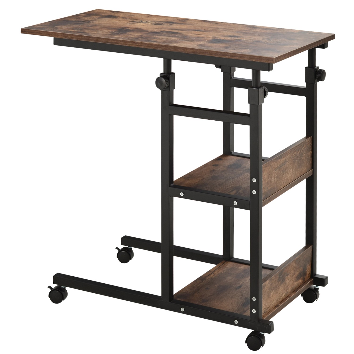 HOMCOM Beistelltisch mit Rollen Höhenverstellbar 80x40x72-82 cm günstig online kaufen
