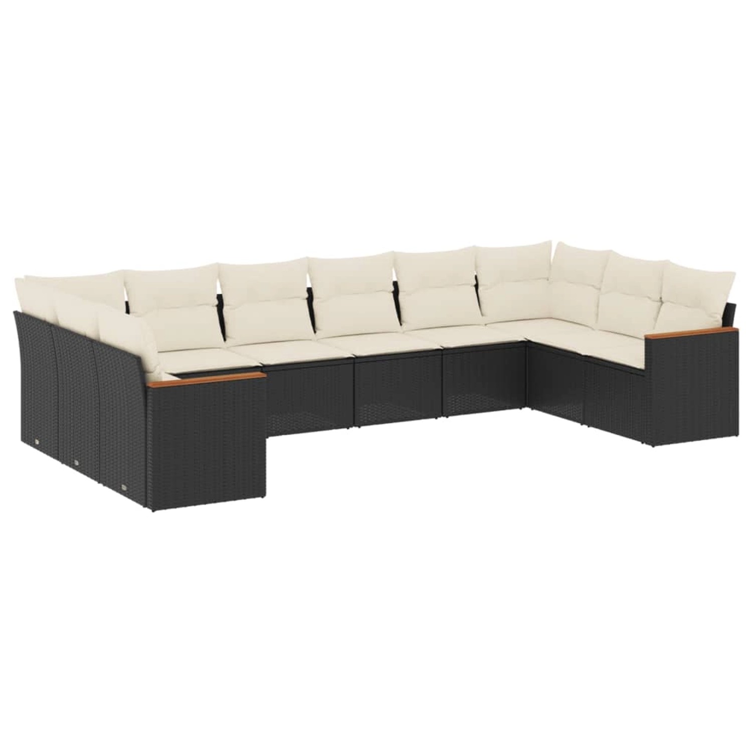vidaXL 10-Tlg Garten-Sofagarnitur mit Kissen Schwarz Poly Rattan 3226322 günstig online kaufen