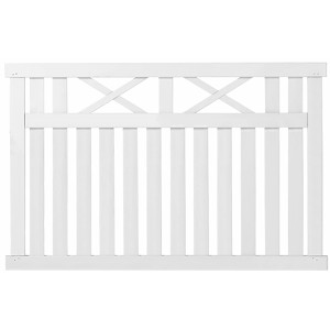 Weißer Vorgartenzaun Vinesse aus Nadelholz, 150x96 cm, mit dekorativem Kreuzmuster.