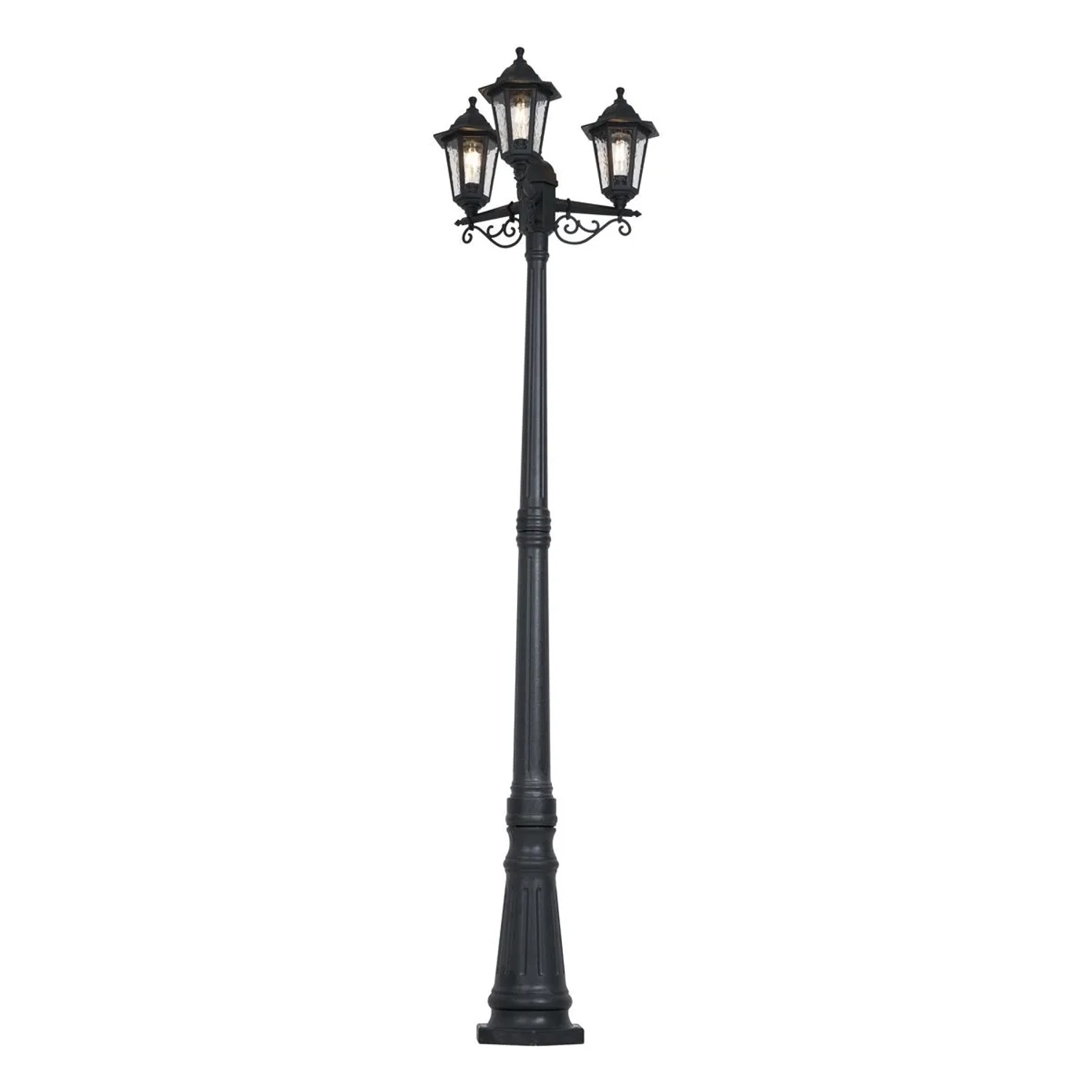 QAZQA Klassische Außenleuchte Schwarz 217 cm IP44 New Haven Gehämmert