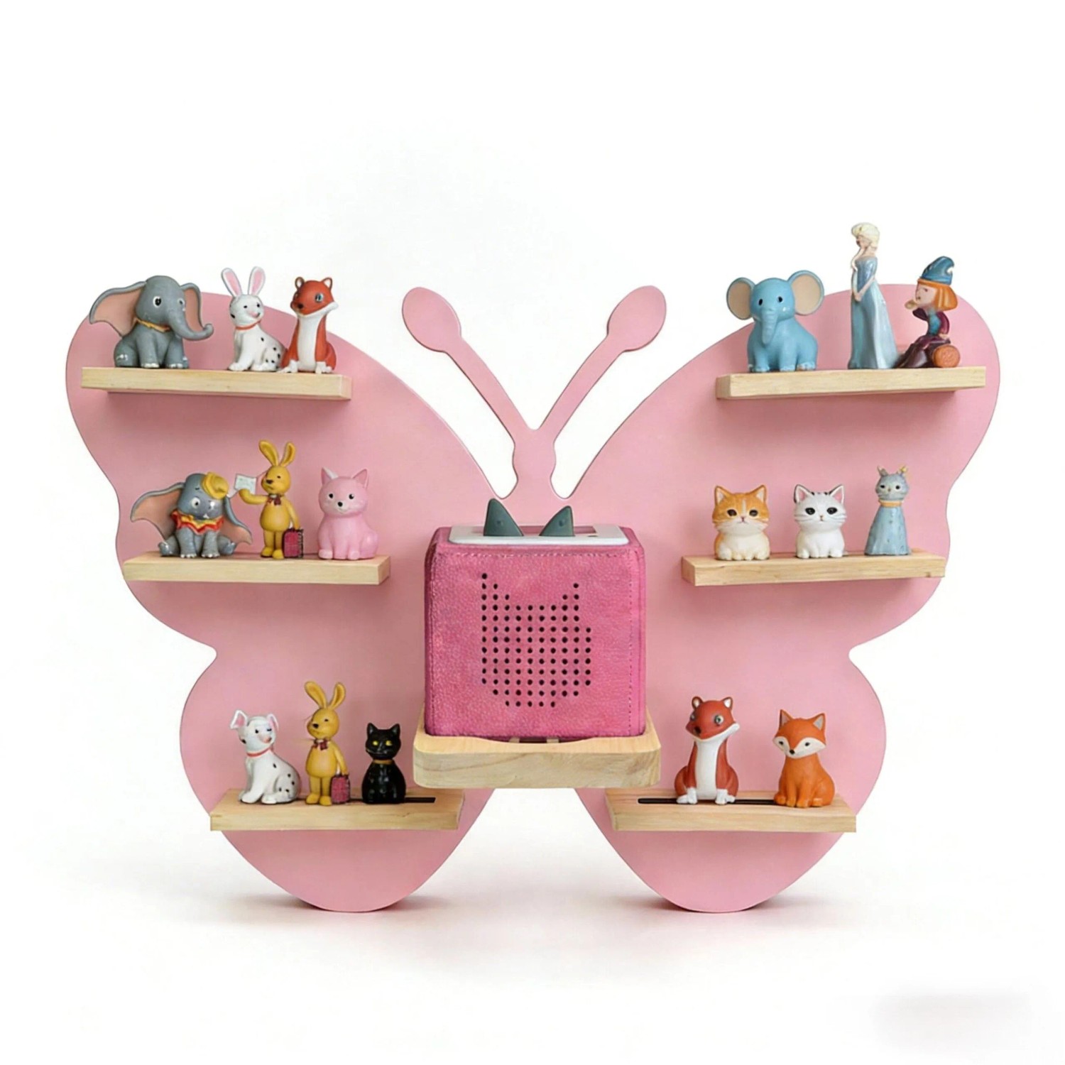 Relaxdays Toniebox Regal Schmetterling MDF Holz 45 cm x 59 cm x 15 cm 2 kg