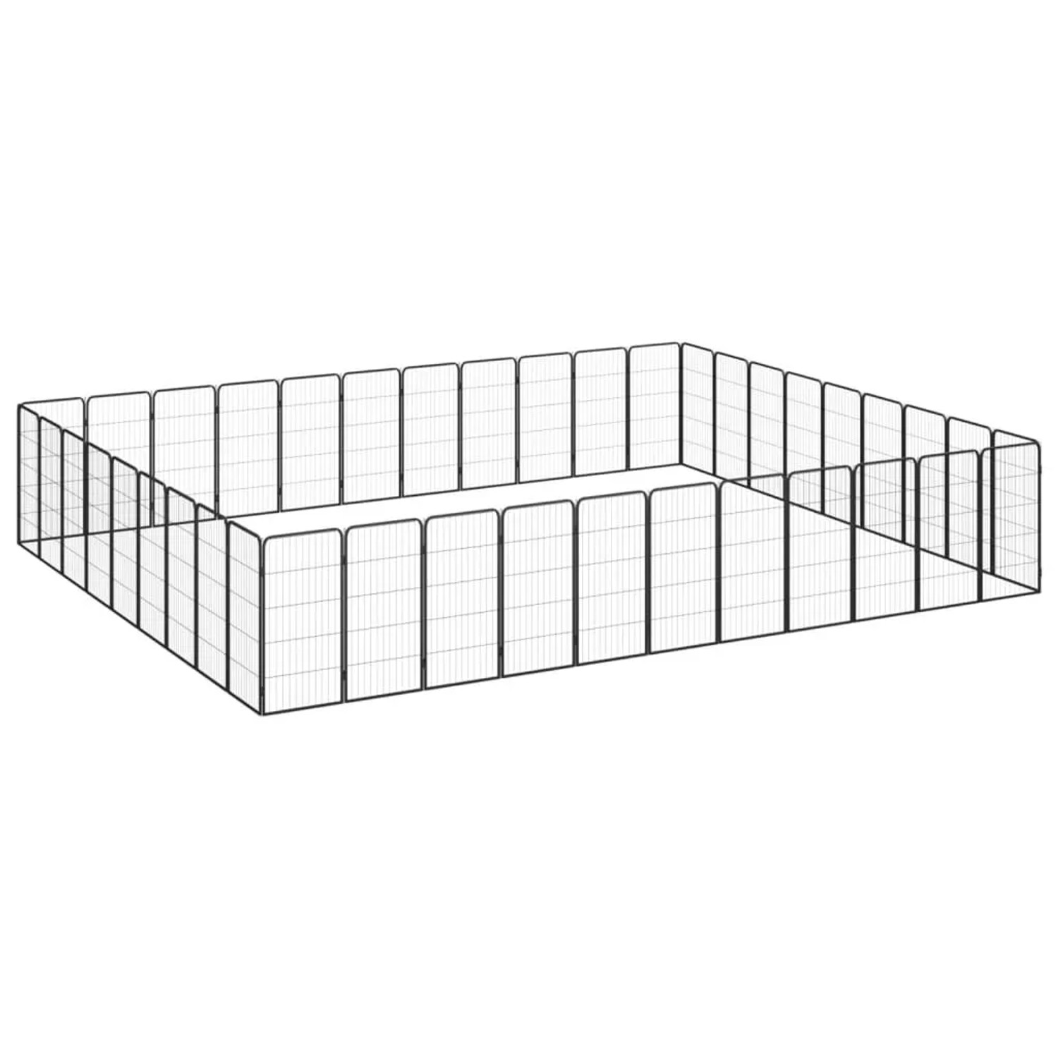 vidaXL 40 Tlg Hundelaufstall Schwarz 50x100cm Stahl Pulverbeschichtet 3115966
