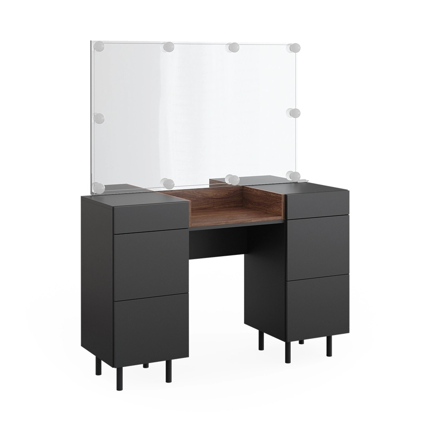 Vicco Schminktisch Anika Anthrazit/Nussbaum 120 cm mit LED Beleuchtung günstig online kaufen