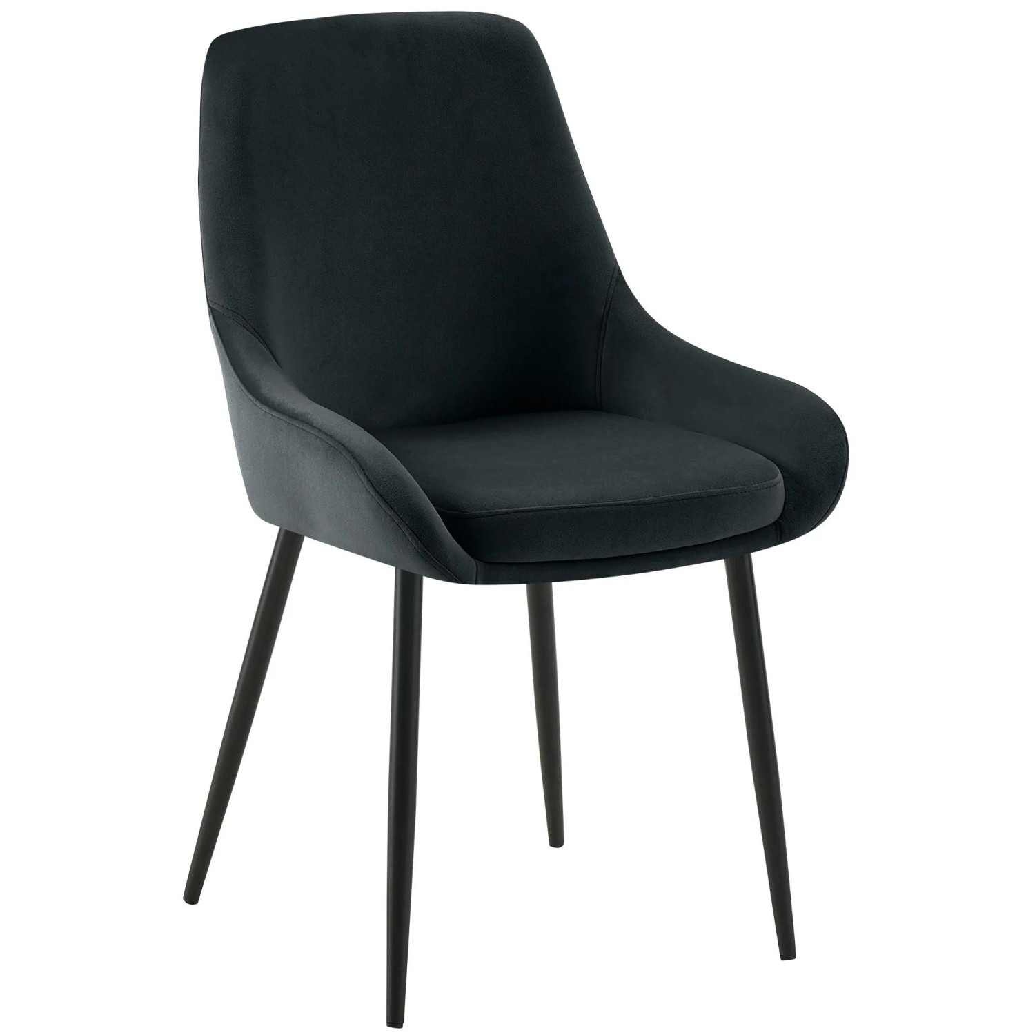 DELUKE Esszimmerstuhl PUNAR Samt Schwarz 50x53x86cm Schwarz Essstühle Esszimmerstühle Küchenstühle Wohnzimmerstühle
