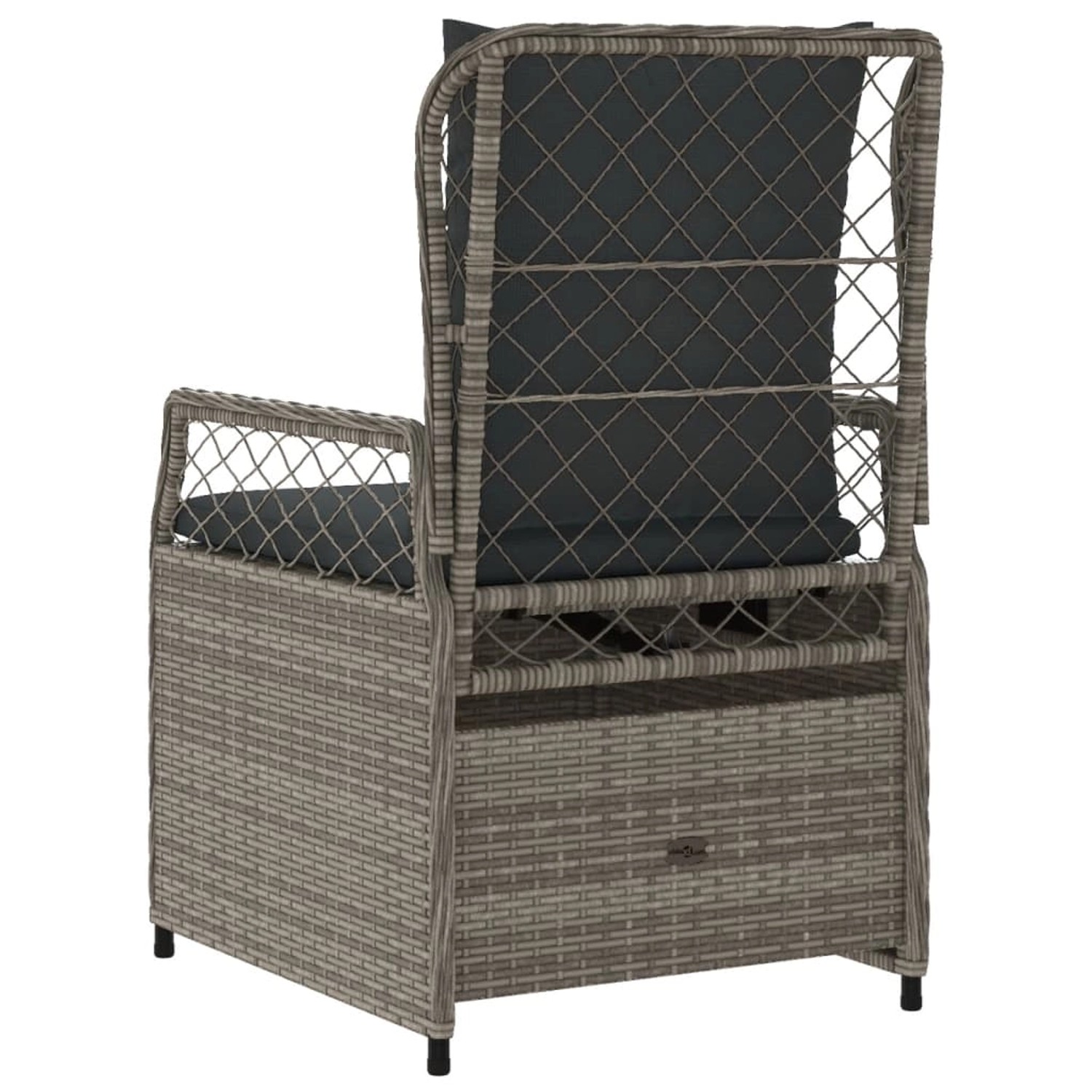 Grauer, verstellbarer vidaXL Gartensessel aus Poly Rattan mit Kissen, 2er-Set.