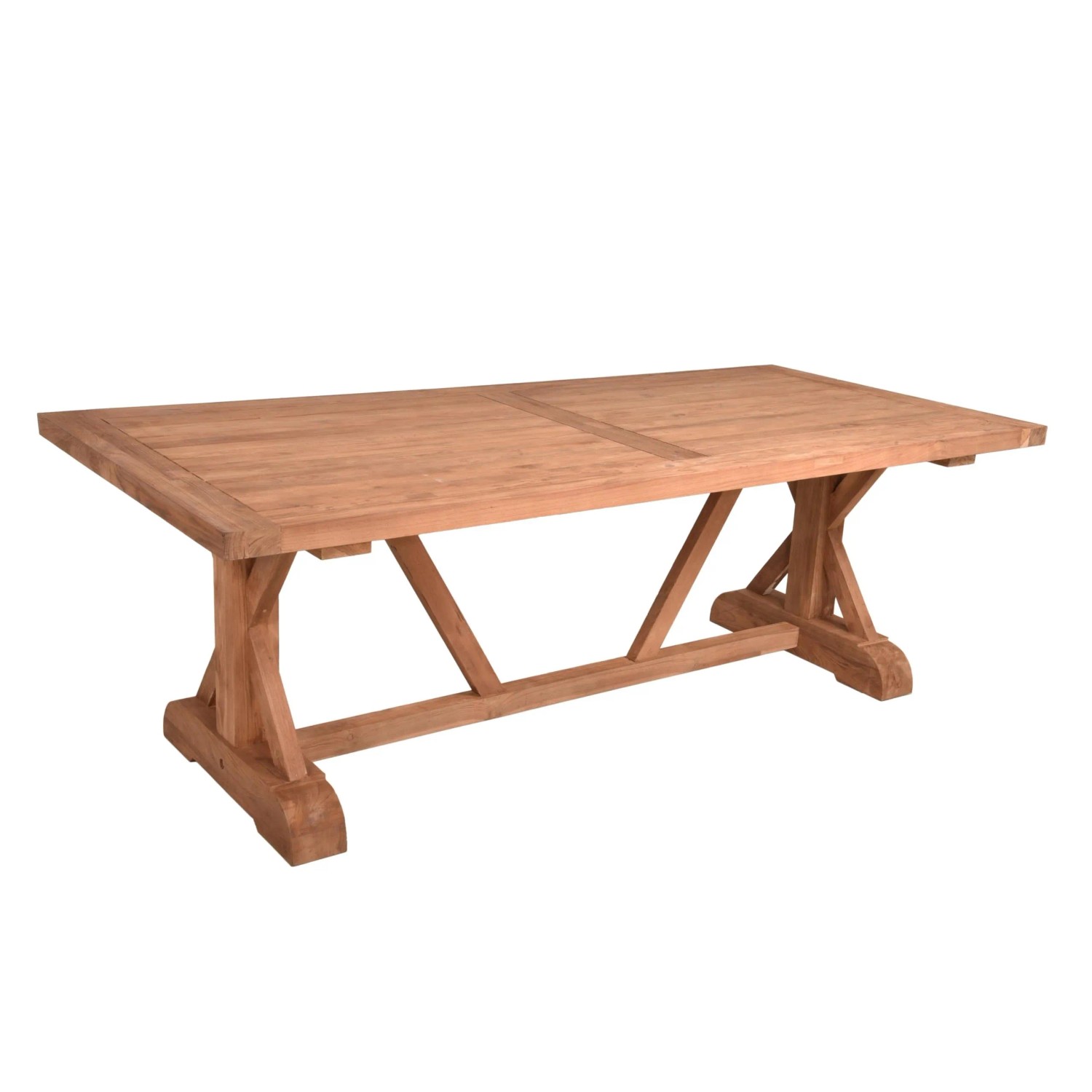 DELUKE Gartentisch NIELS Teak Braun 220,5x100x75cm Terrassentisch Wetterfest Outdoor Tisch