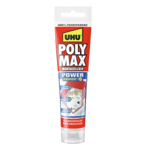 UHU Poly Max Montagekleber Power Transparent Tube 115 g. Starker, universeller Kleber für innen & außen.