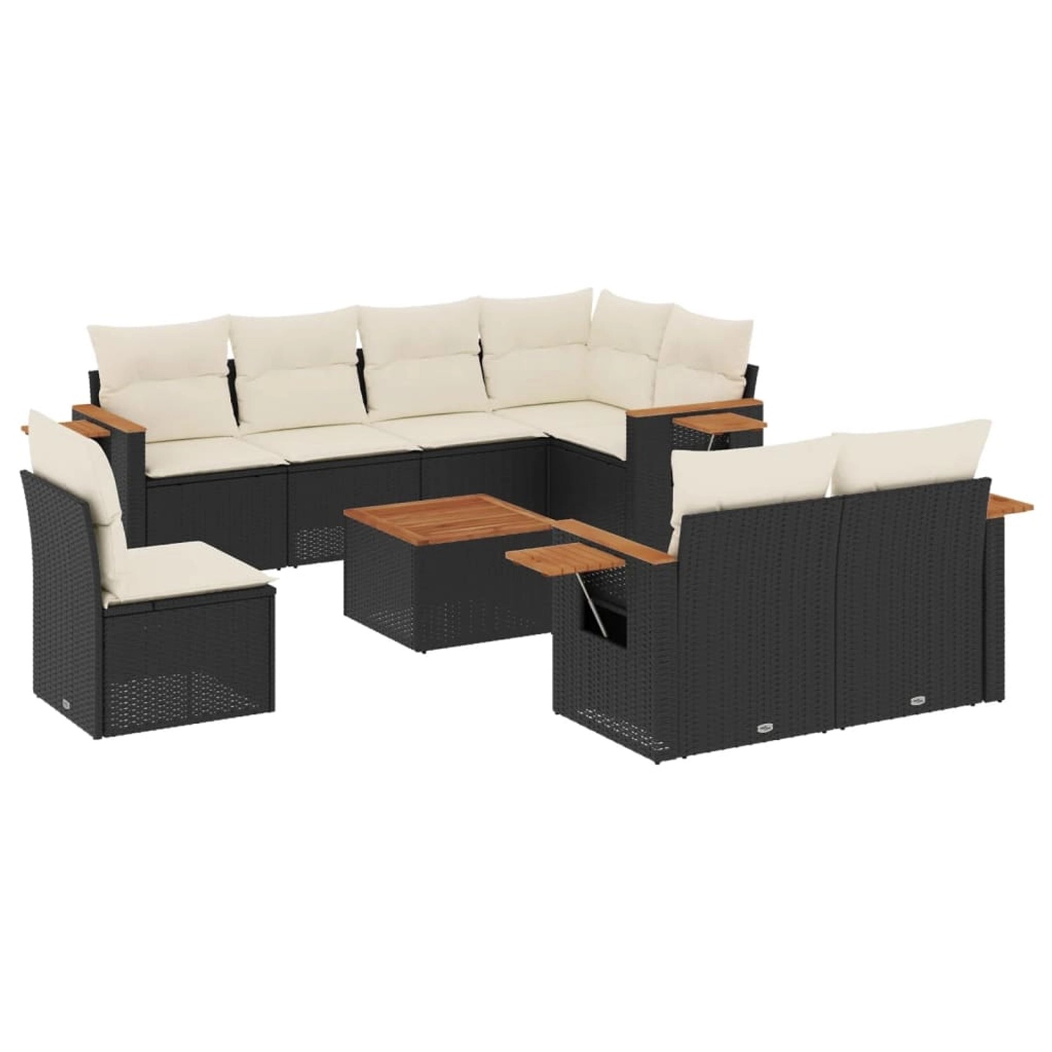 vidaXL 9-Tlg Garten-Sofagarnitur mit Kissen Schwarz Poly Rattan 3227008 günstig online kaufen