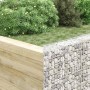 furnicato Gabionen-Hochbeet Trapez, verzinkter Stahl, gefüllt mit Steinen im Garten.