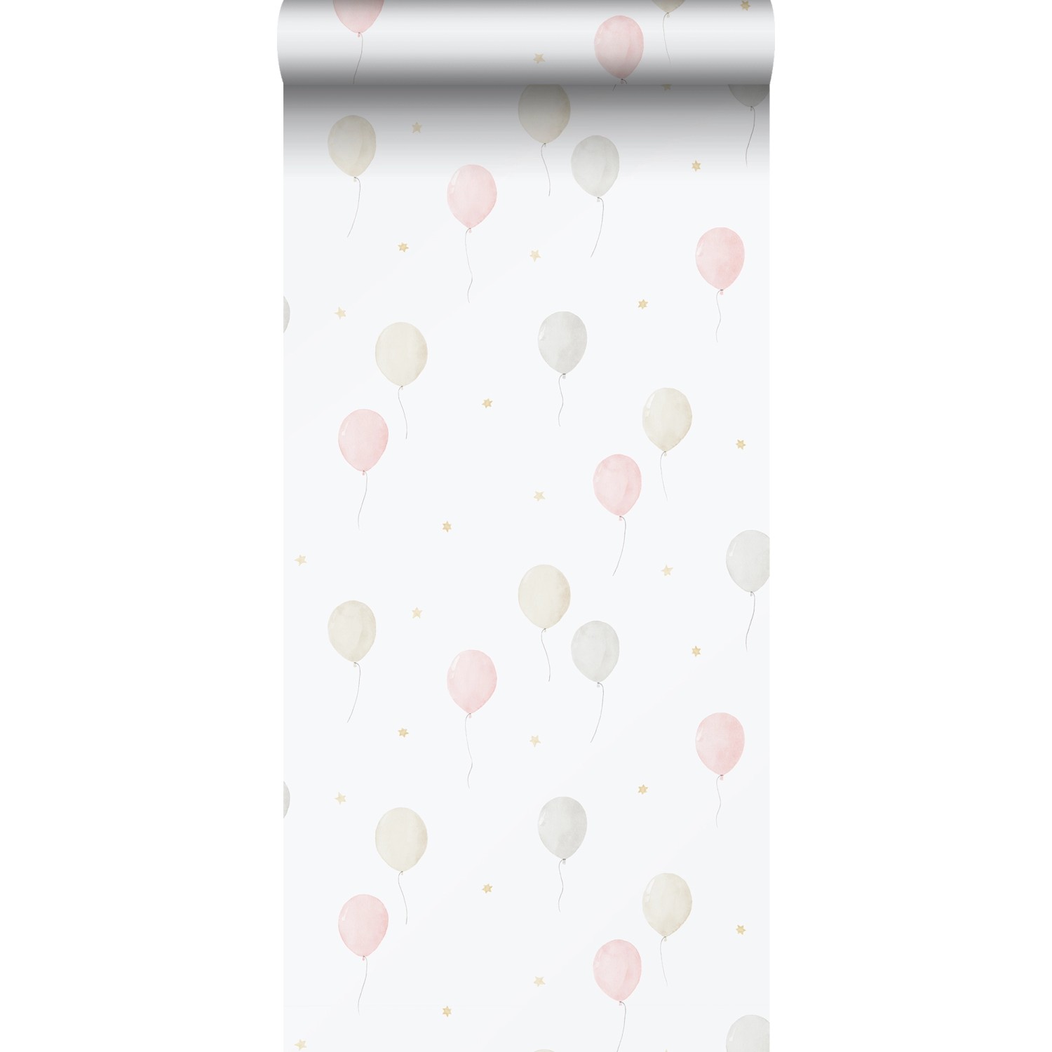 Sanders & Sanders Tapete Luftballon Hellrosa Beige und Weiß 53 cm x 10.05 m günstig online kaufen