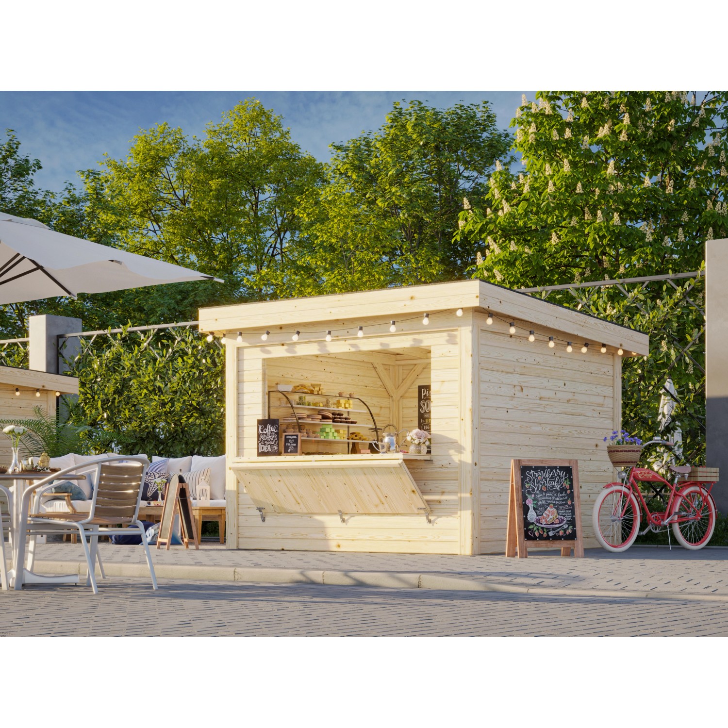 Palmako Marktstand Lenna Set 304 300 x 300 cm Lackiert Weiß FSC® günstig online kaufen