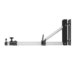 Walimex Pro Wand-Lampenstativ, schwarz-silber, ausziehbar, mit Spigotanschluss für Studioleuchten.