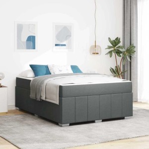 vidaXL Bettrahmen mit Matratze Dunkelgrau 160 x 200 cm Stoff 3398294