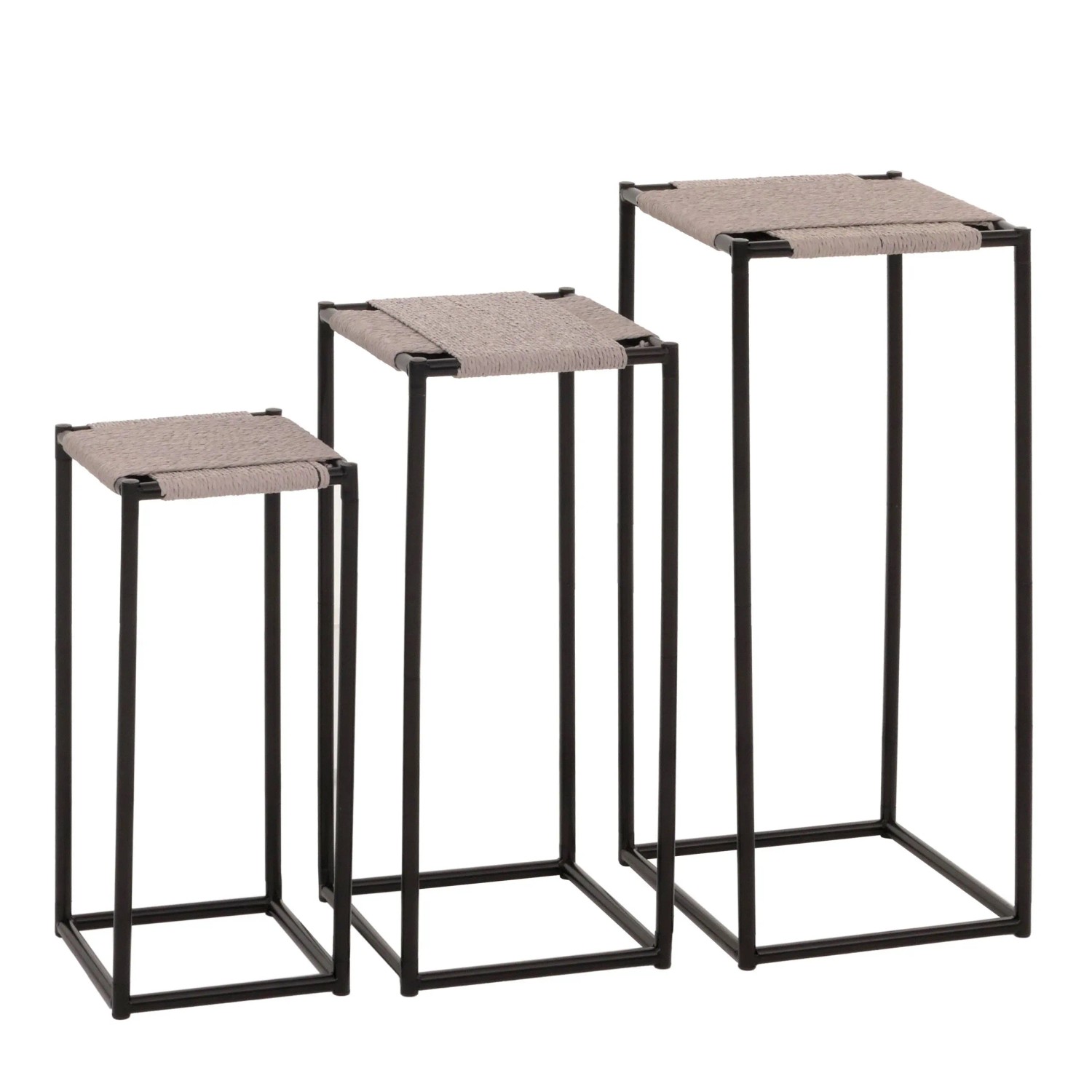 Mcw 3er-Set Blumentisch N70 Stapelbar Metall Papierseil Grau