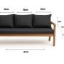 Anthrazitfarbenes Setgarden Bankkissen-Set für 3-Sitzer Gartenbänke, 160x60 cm + 3 Rückenkissen.