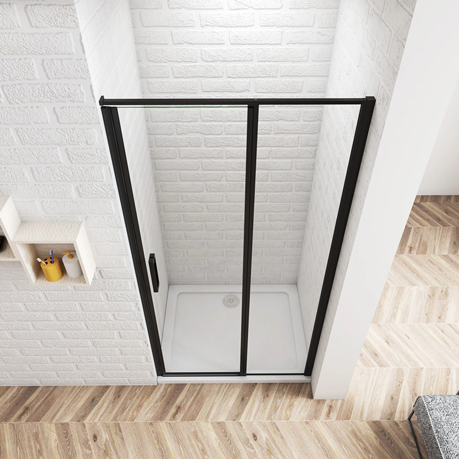 Duschparadies  Duschtür 100 x 185cm Drehtür 6mm Nano Glas Nischentür Duschabtrennunge Duschwand Schwarzrahmen_4