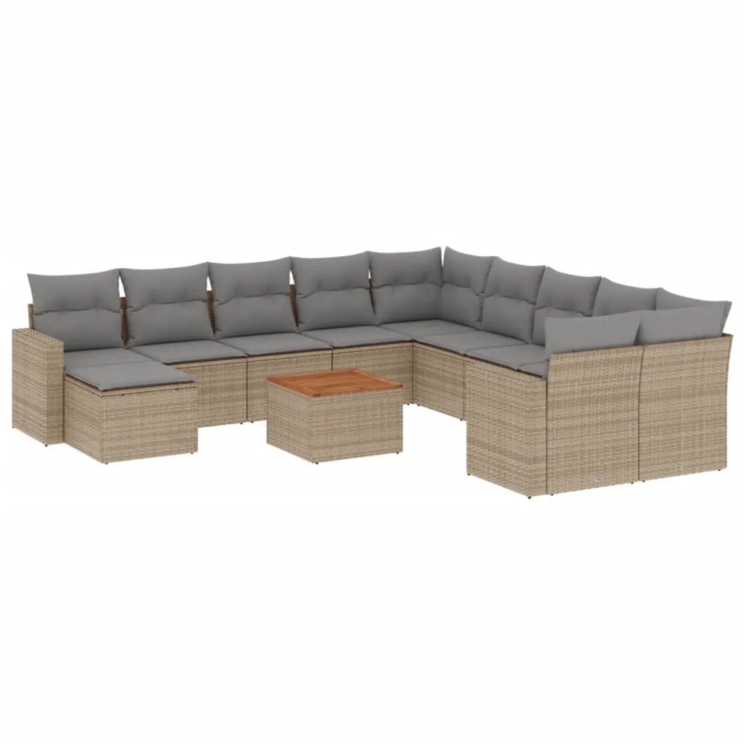 vidaXL 12-Tlg Garten-Sofagarnitur mit Kissen Beige Poly Rattan 3224421