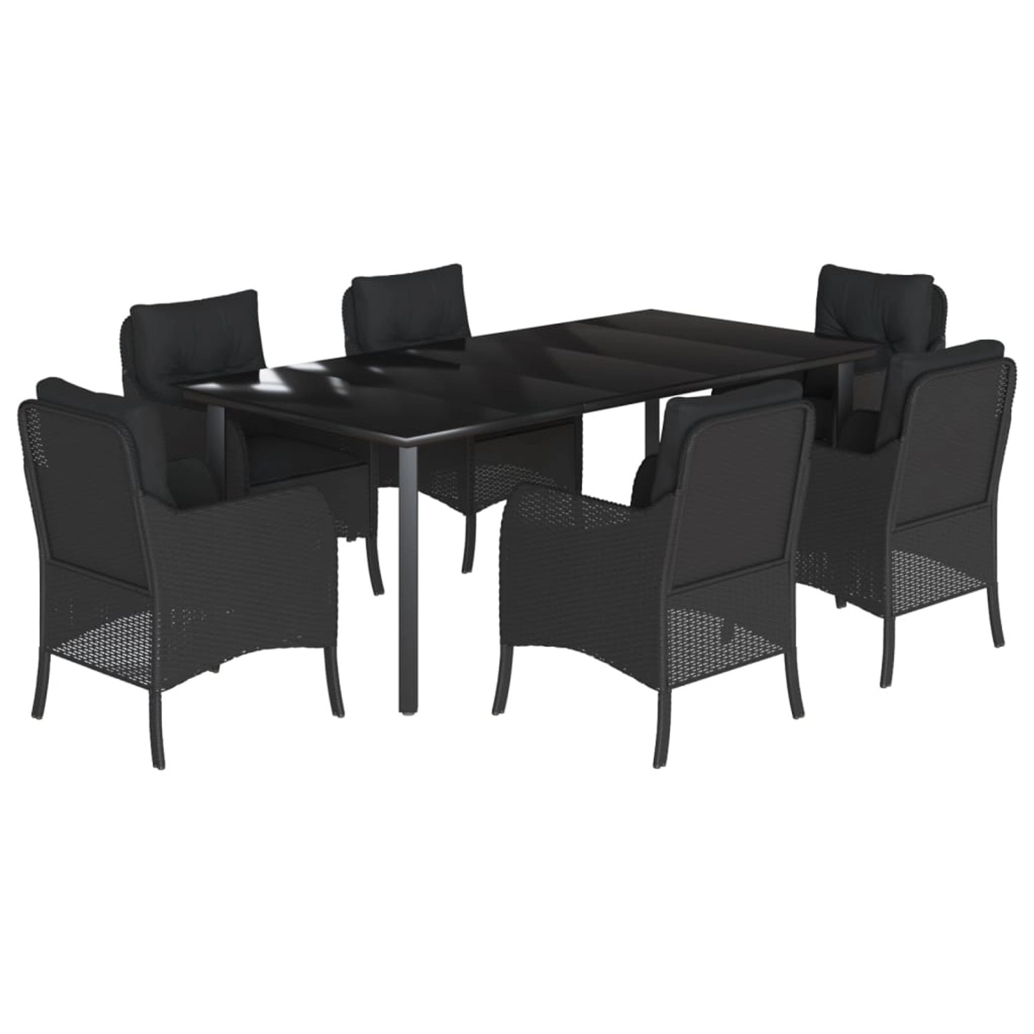 vidaXL 7-Tlg Garten-Essgruppe mit Kissen Schwarz Poly Rattan 3211932 günstig online kaufen