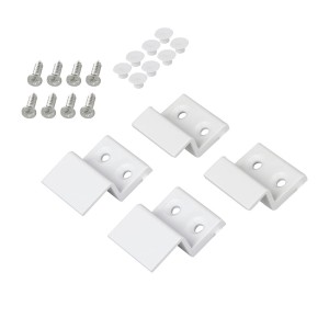 Windhager Insect-Stop Einhängewinkel Set, weiß, mit Schrauben und Abdeckkappen für Insektenschutz.