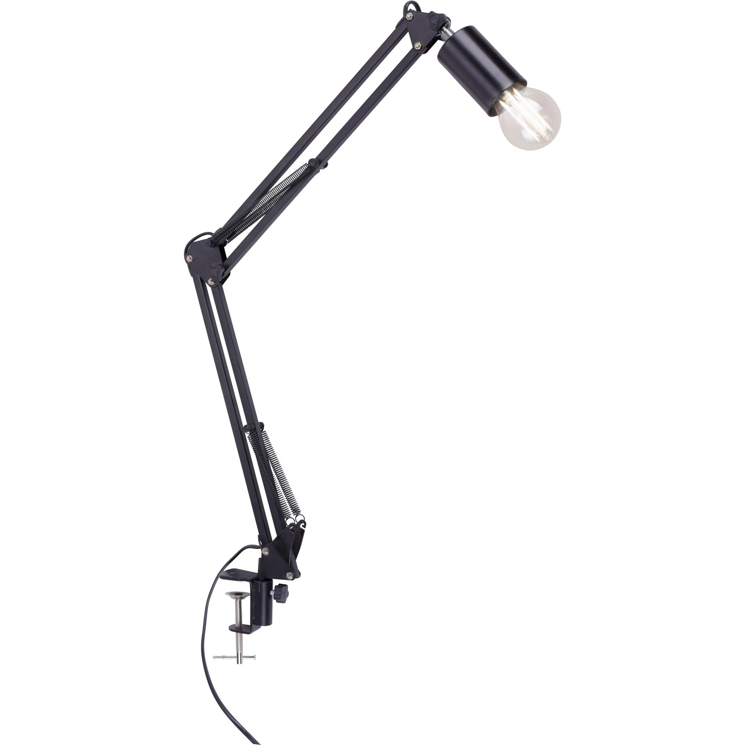 Just Light. Klemmleuchte Turn me Schwarz E27-Fassung IP20