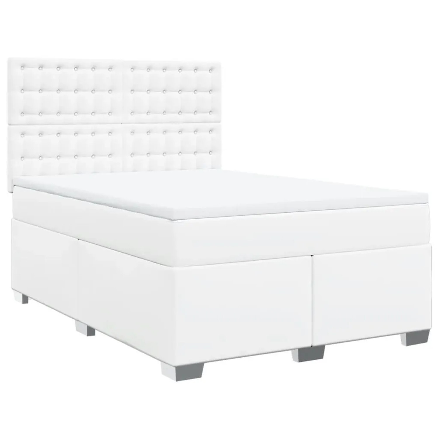 vidaXL Boxspringbett mit Matratze Weiß 140x190 cm Kunstleder 3293021 günstig online kaufen