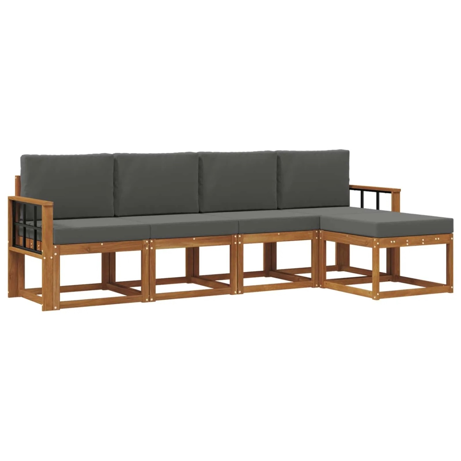 vidaXL Outdoor-Sofagarnitur mit Kissen 5 Stk Natur und Anthrazit 3366265