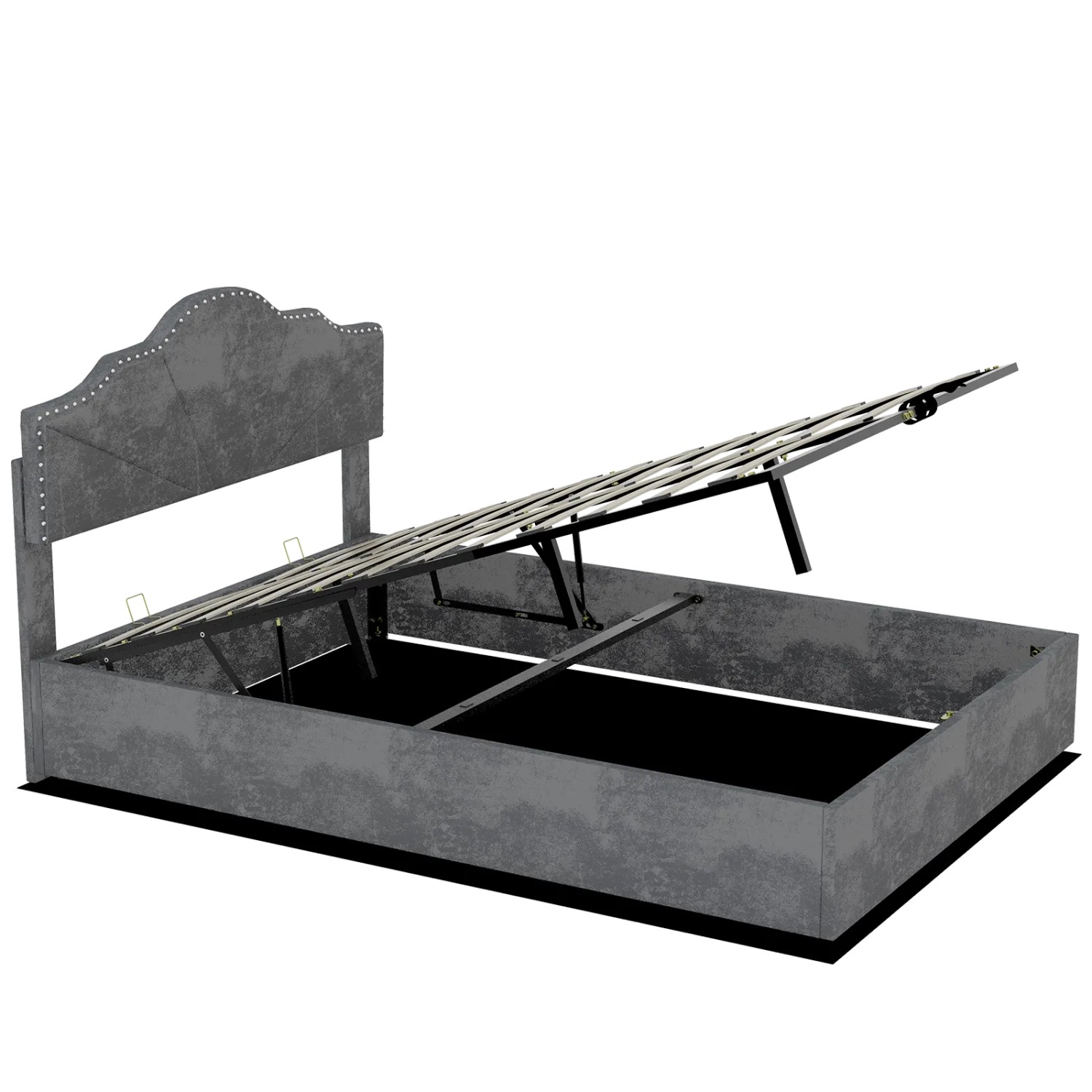 okwish Polsterbett 140x200cm mit Hydraulik Stauraum Schlafzimmer Grau ohne Matratze