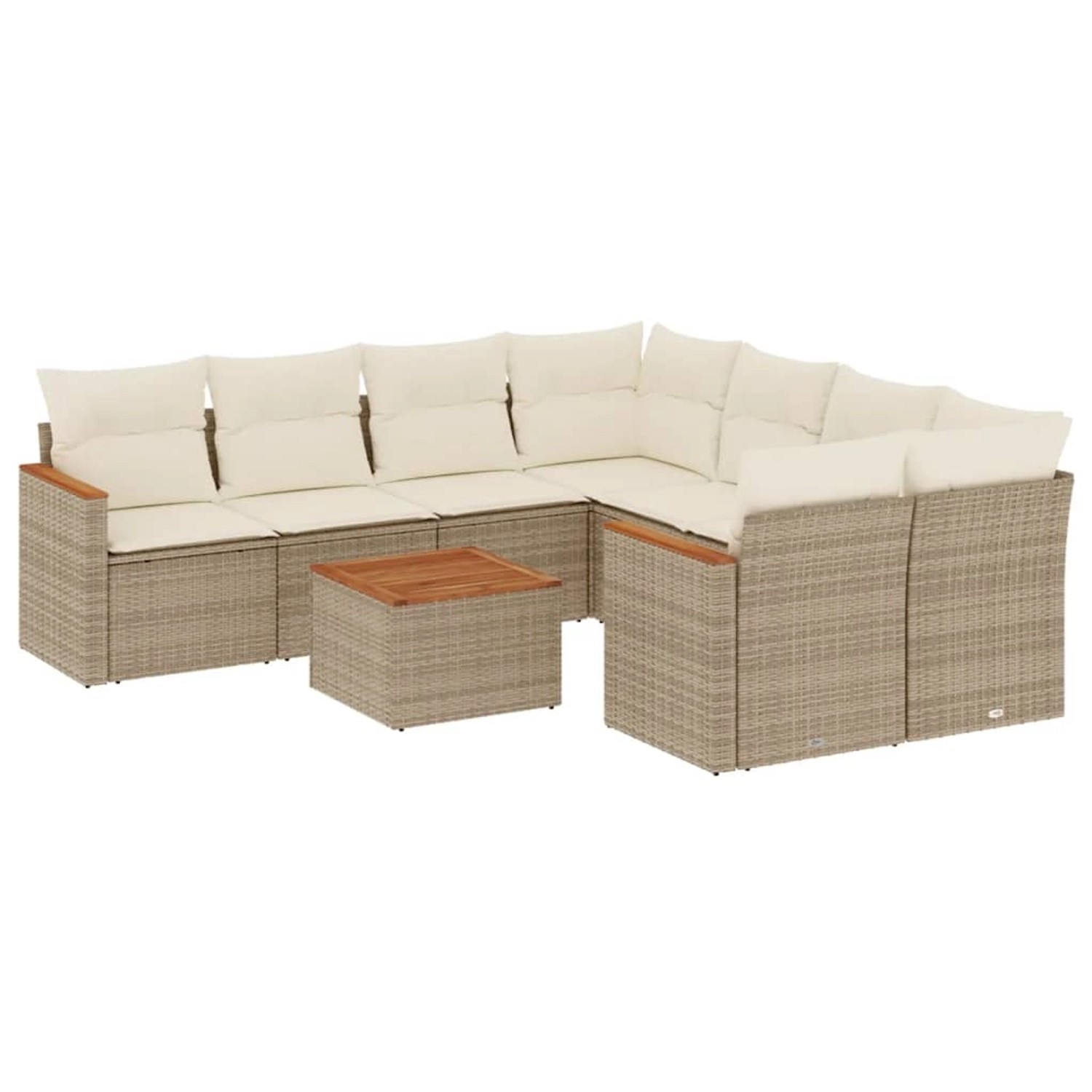 vidaXL 9-Tlg Garten-Sofagarnitur mit Kissen Beige Poly Rattan 3225827 günstig online kaufen