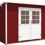 Weka Gartenhaus 219, 28 mm, Flachdach, schwedenrot mit weißer Doppeltür.