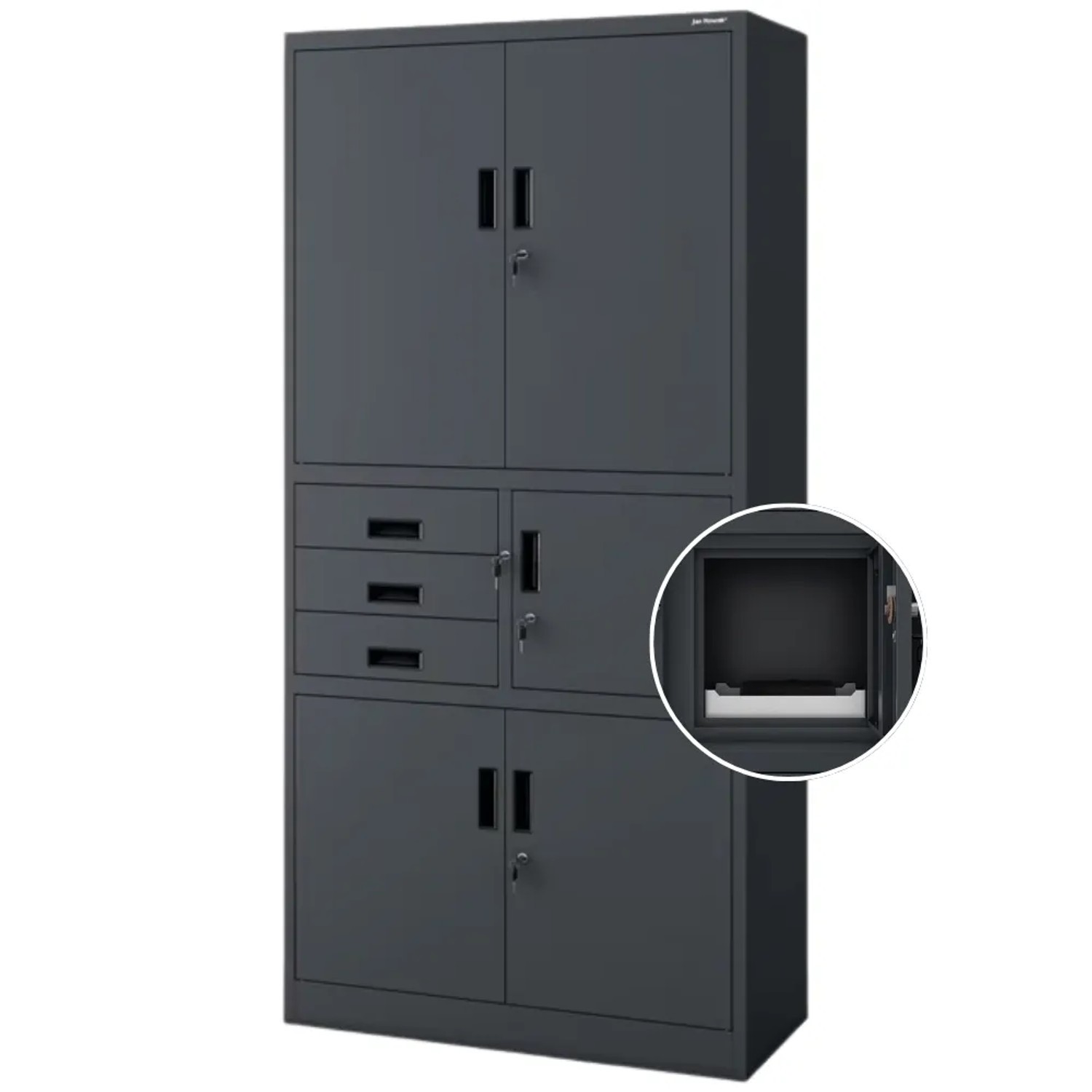 JAN NOWAK Aktenschrank Abschließbar FILIP mit Tresor 185 x 90 x 40 cm Anthrazit