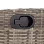 Detailaufnahme: Verstellbarer Relaxsessel aus grauem Rattan der vidaXL Garten-Essgruppe.