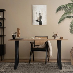 ML-Design Tisch mit schwarzen X-Form Tischbeinen aus Stahl, 50x71 cm. DIY Esstisch.