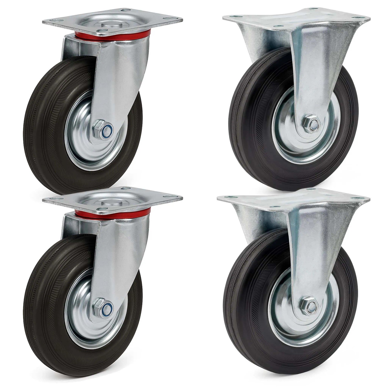 Wiltec Transportrollen Set 75Mm 75Kg 2X Lenkrolle Ungebremst 2X Bockrolle