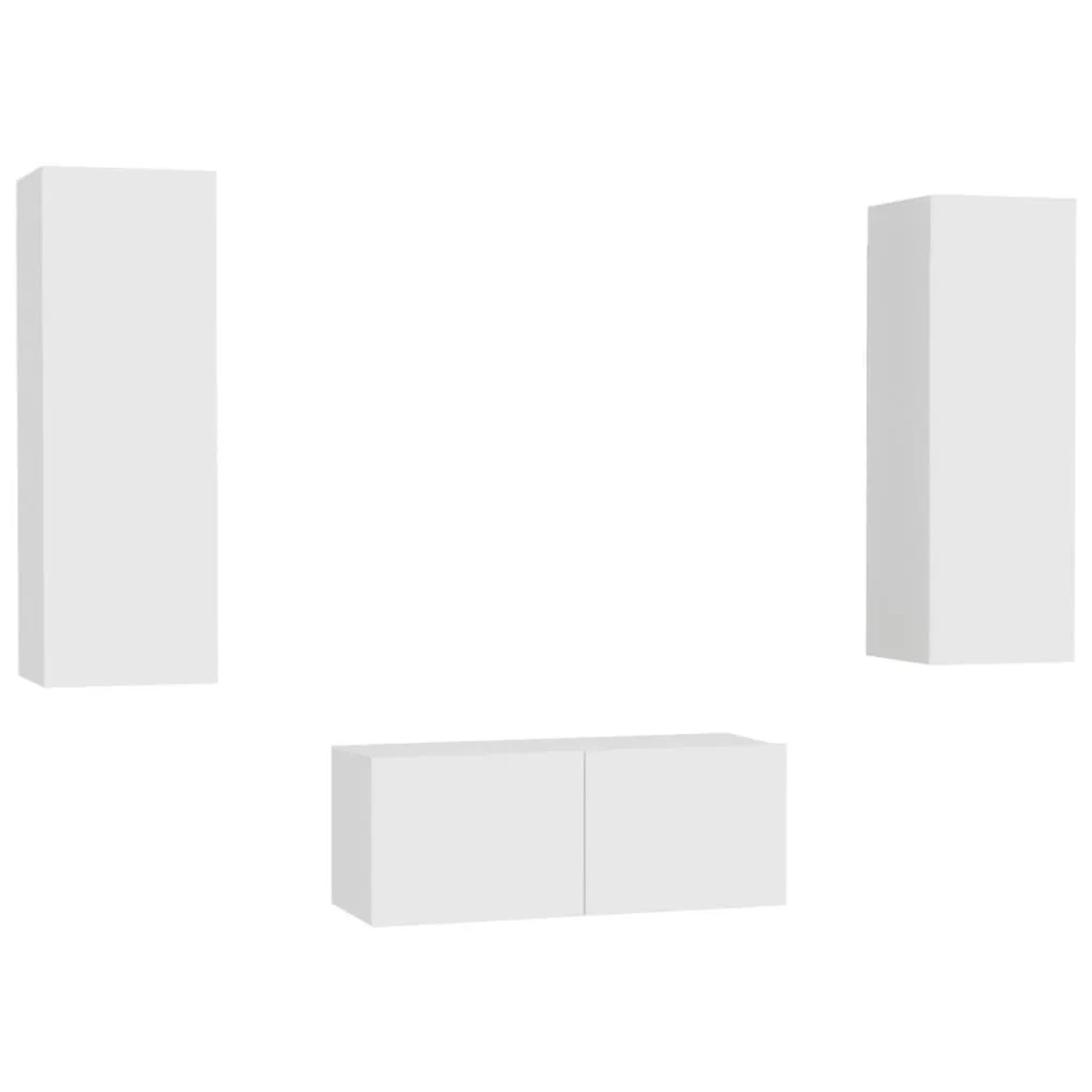 vidaXL 3-Tlg TV-Schrank-Set Weiß Holzwerkstoff 3078658 günstig online kaufen