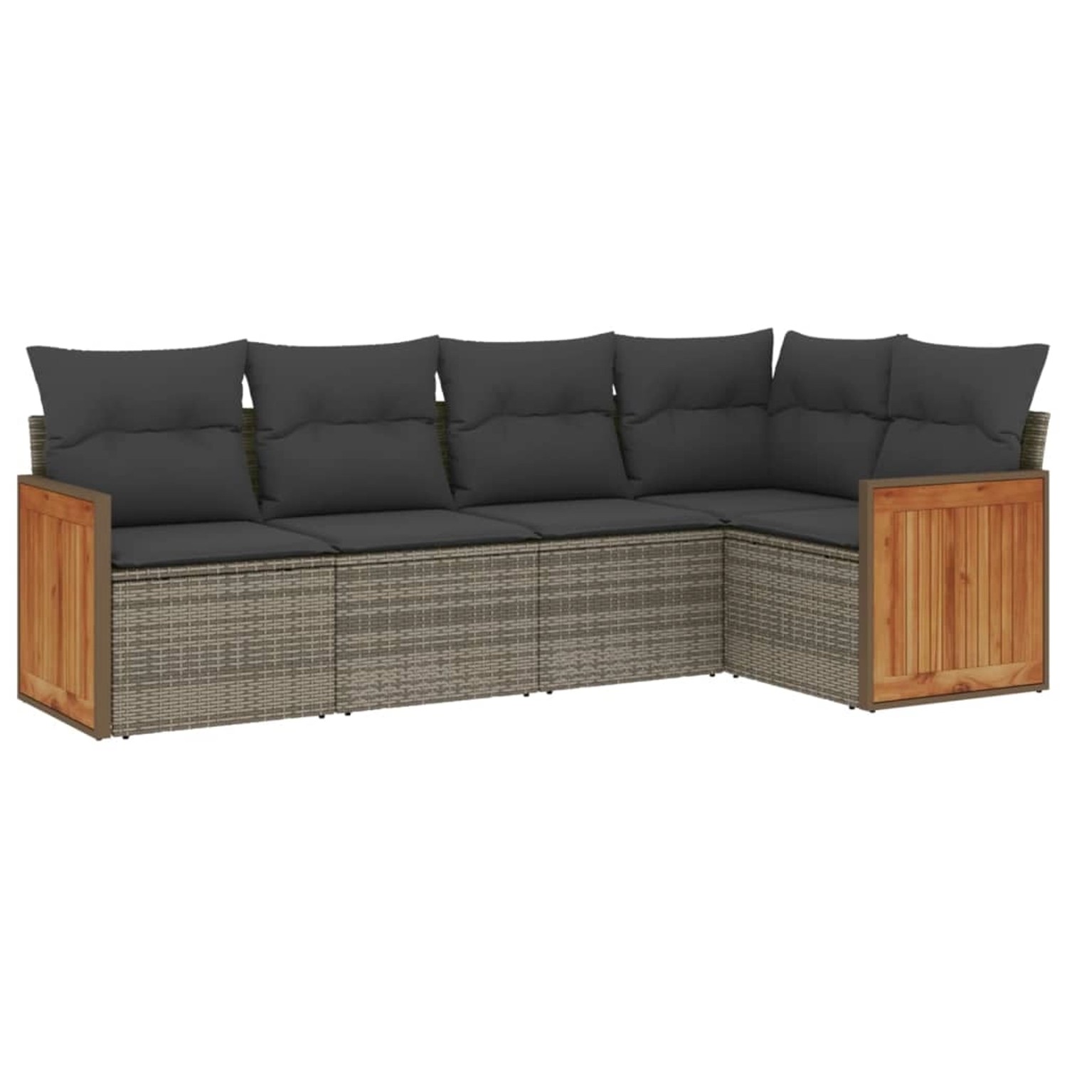 vidaXL 5-Tlg Garten-Sofagarnitur mit Kissen Grau Poly Rattan 3227628 günstig online kaufen